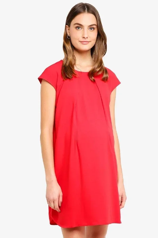 Cap Sleeves Corissa Red Nursing Dress