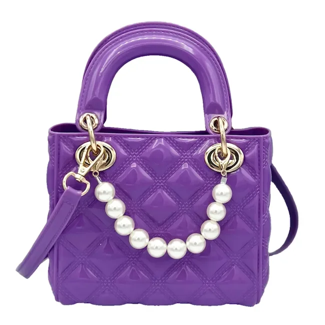 Carrying Kind Pearl Purple Quilted Jelly Kids Handbag