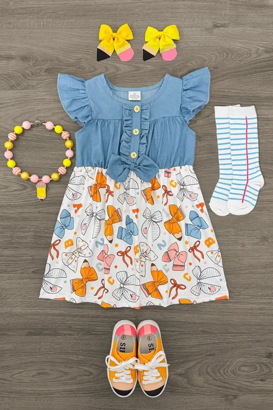 Chambray Pencil Bow Dress