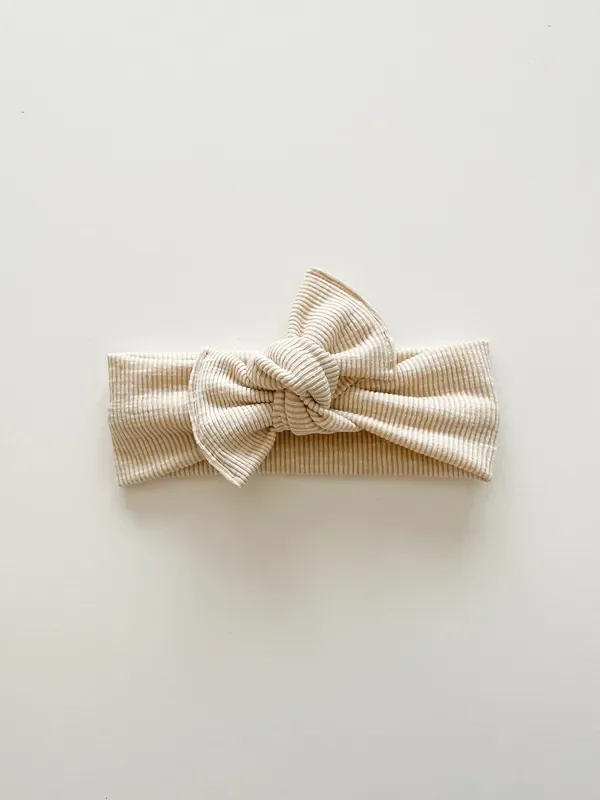 Champagne Ribbed Tie On Headwrap