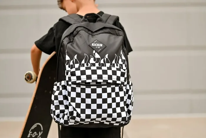 Checker Flames Full Size Backpack