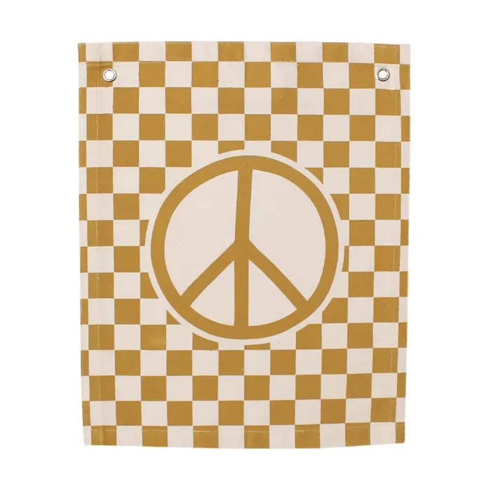 Checkered Peace Sign Banner
