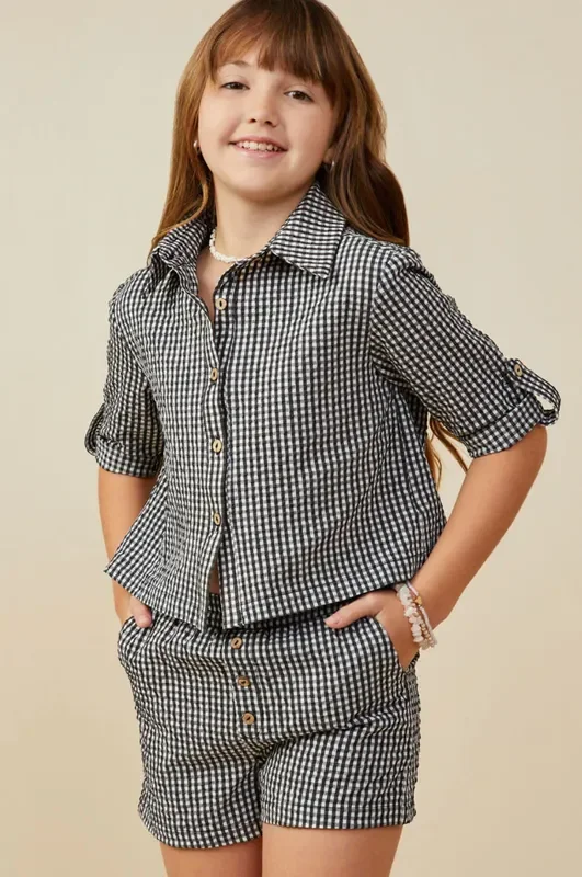 Checkered Seesucker Set | Black + White