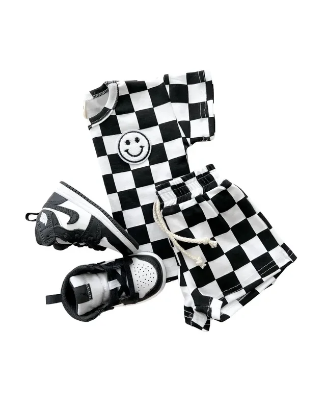Checkered Shorts Set | Black