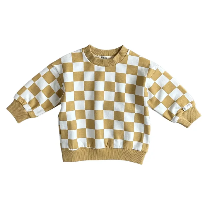 Checkered Sweatshirt – Latte