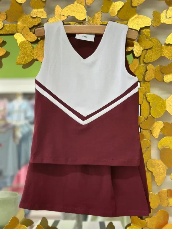 Cheer Uniform Skort Set – Maroon/White