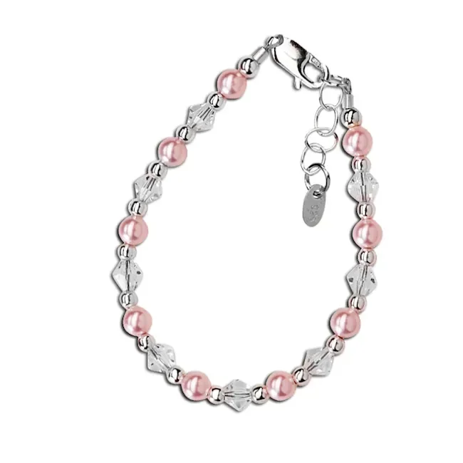 Cherished Moments Silver Bracelet With Pink Swarovski Pearls & Crystals