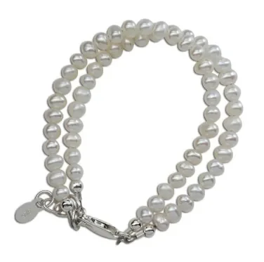 Cherished Moments Sterling Silver Double Strand Pearl Bracelet