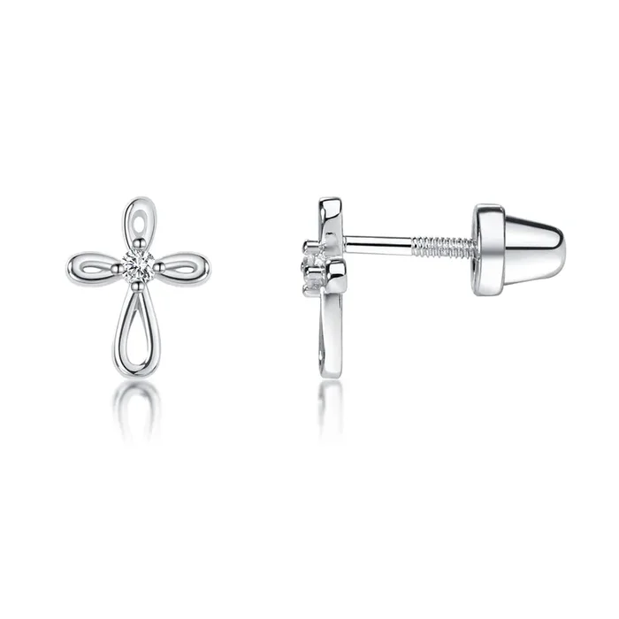 Cherished Moments Sterling Silver Infinity Cross Earrings