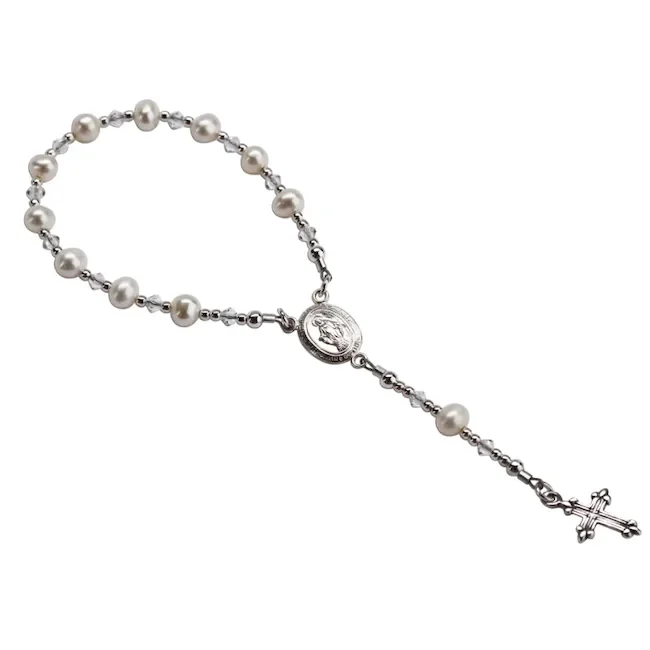 Cherished Moments Sterling Silver White Baby Rosary Gift