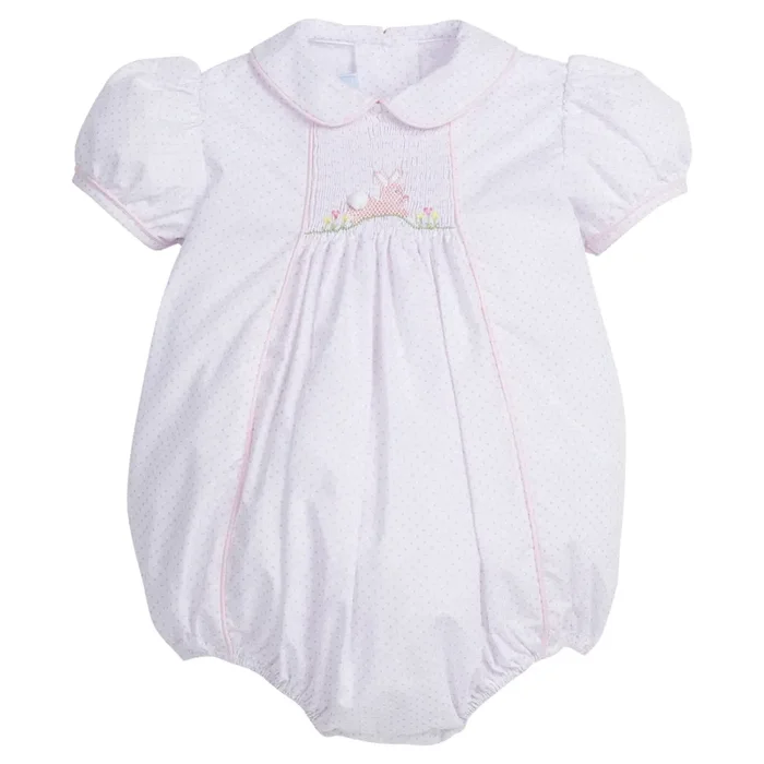 Chest Smocked Bubble – Pink Bunny