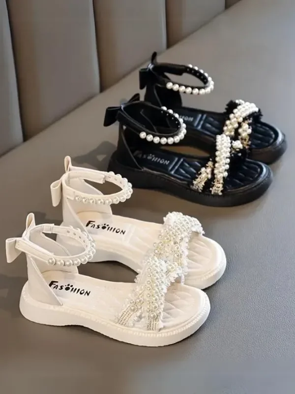 Chic and Stylish Girls’ Sandals with Pearl Accents By Liv and Mia
