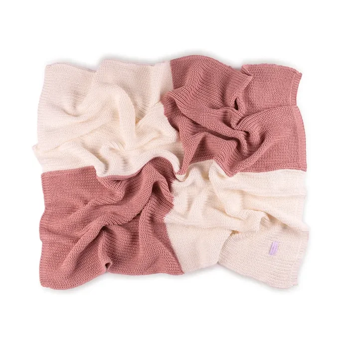 Chunky Knit Color Block Blanket ~ Pink