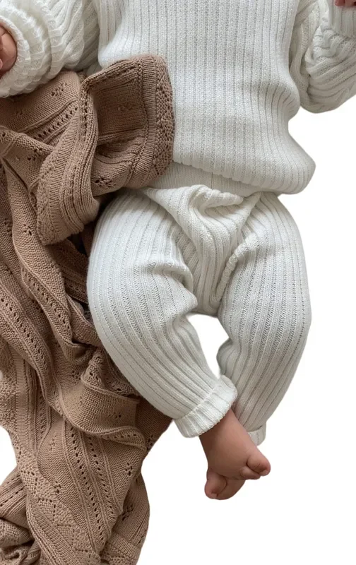 Chunky Rib Leggings – White