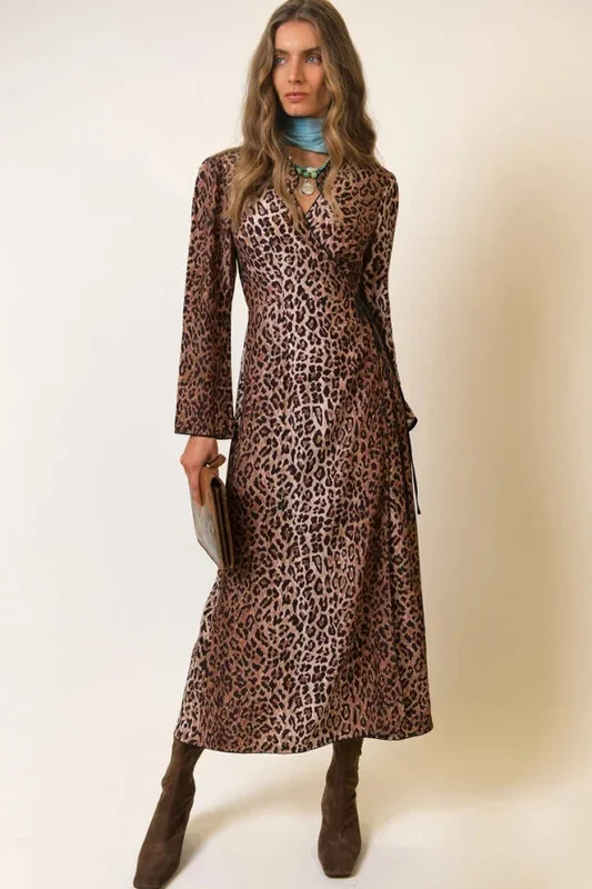Cindy Leopard Wrap Dress