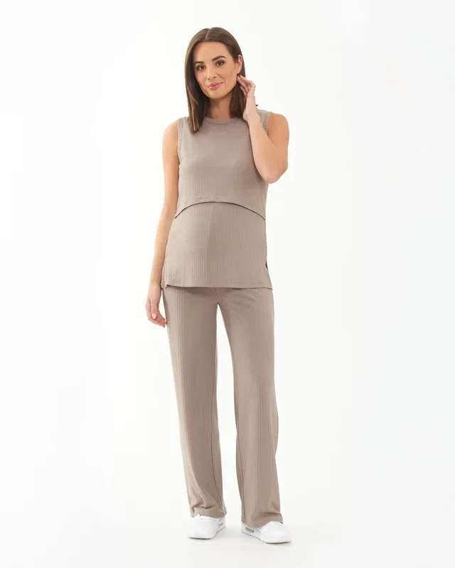 Cindy Rib Pant Taupe