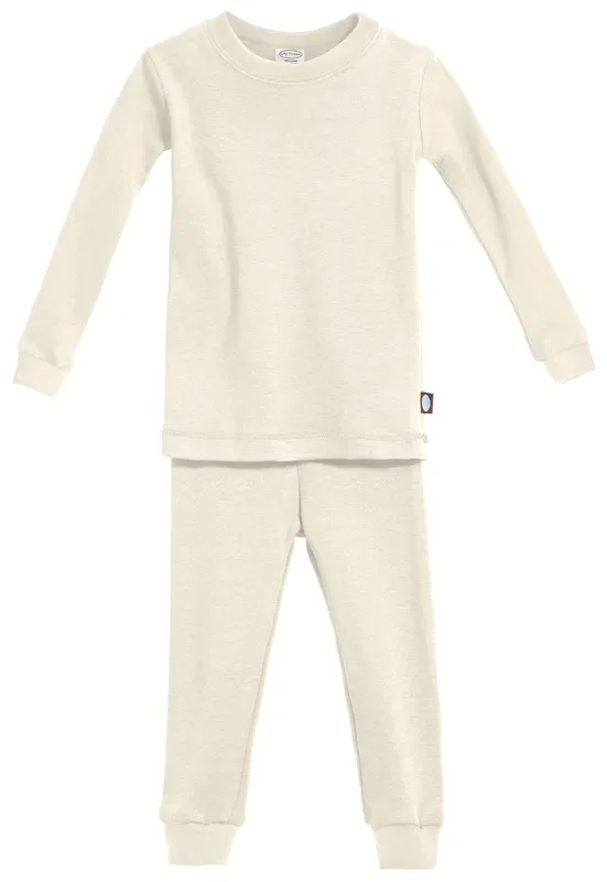 City Threads Boys and Girls Soft GOTS Certified Organic Cotton Snug Fit Pajama Sets | Oatmeal