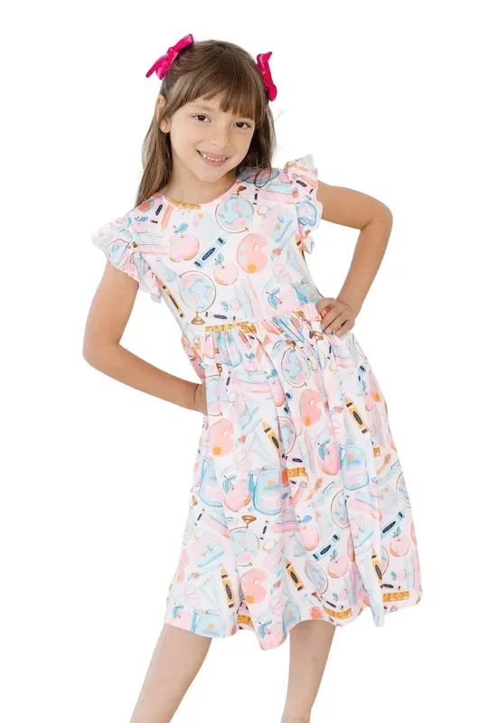 Class Act Flutter Sleeve Twirl Dress