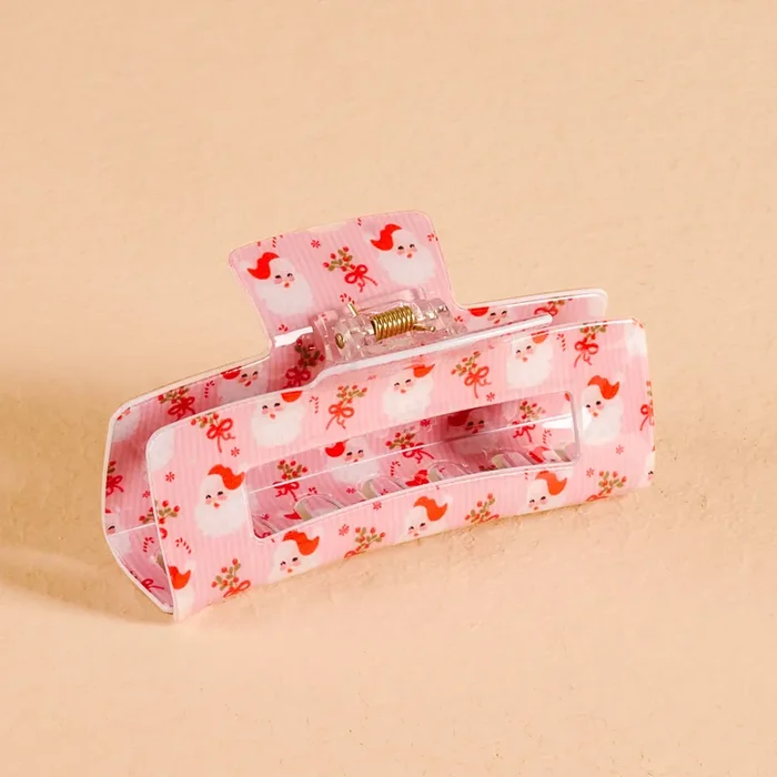 Claw Clip-Holly Jolly Santa