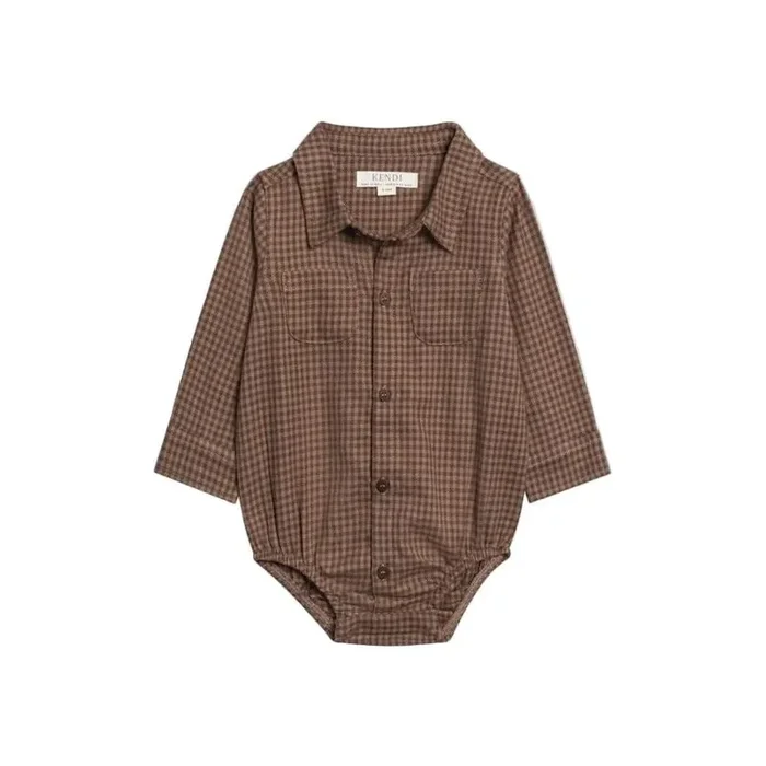 Colored Organics Giri Flannel Collared Bodysuit – Chestnut Plaid