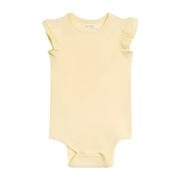 Colored Organics Maggie Ribbed Bodysuit with Eyelet Ruffle – Butter