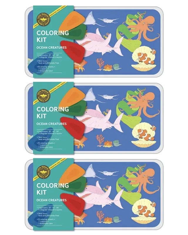 Coloring Kit – 3 Units In Set – Ocean Creatures Large