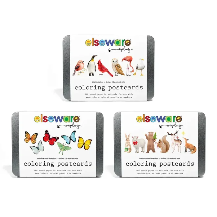 Coloring Postcards w/ 6 Designs (30 cards)
