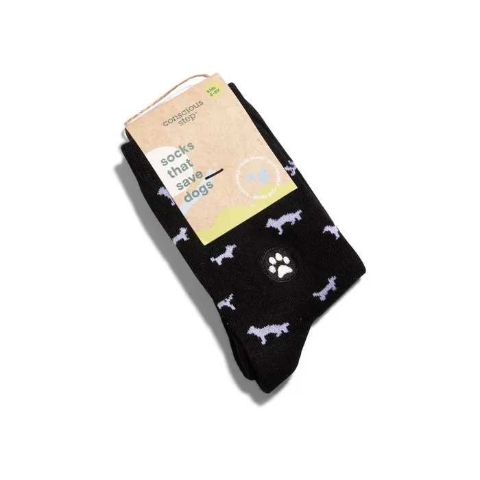 Conscious Step – Kids Socks that Save Dogs (Black Dogs)