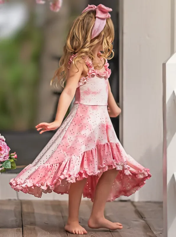 Cool-Girl Summer Tie-Dye Hi-Lo Ruffle Dress