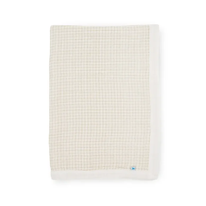 Cotton Muslin Baby Quilt – Tan Gingham