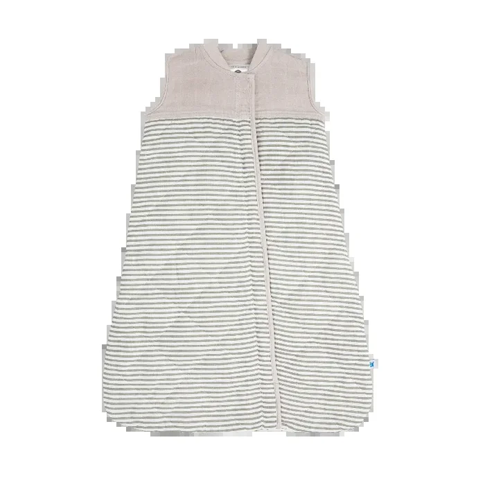 Cotton Muslin Quilted Sleep Bag – Grey Stripe