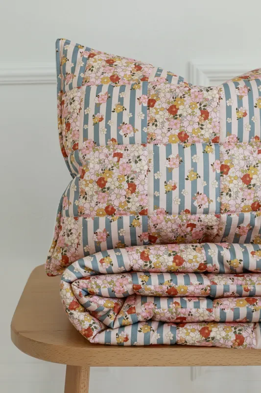 Cotton Quilted “summer Garden ” Child Cover Set (large)