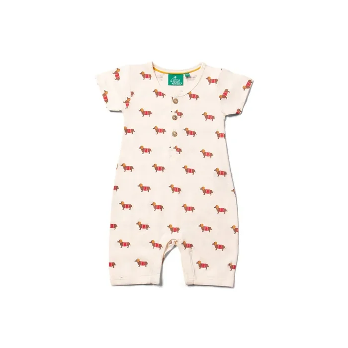 Cream Sausage Dogs Organic Summer Romper
