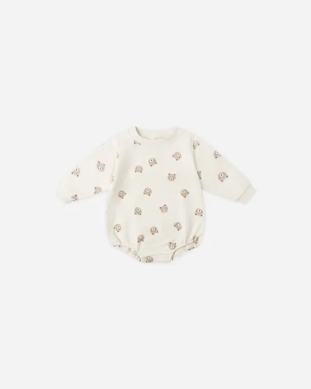Crewneck Bubble Romper | Brown Bear