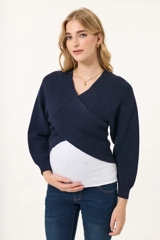 Cross Over Umstands- und Stillpullover navy