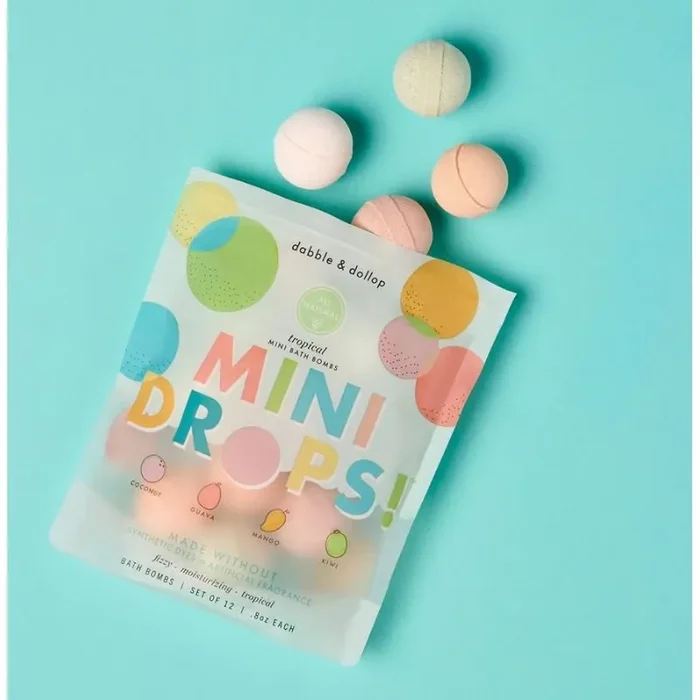 Dabble & Dollop Mini Drops Bath Bombs – All Natural Tropical Scents