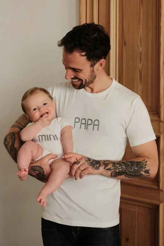 DAD & MINI Organic Matching T-Shirt & Bodysuit Set White