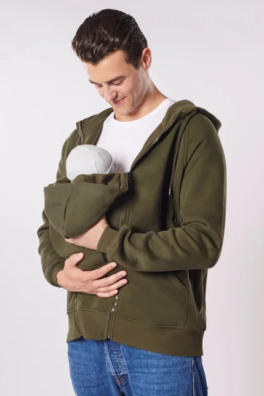 Dad hoodie and babywearing jacket khaki