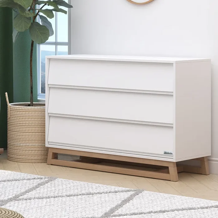 dadada Domino Collection 3 Drawer Dresser in White and Natural