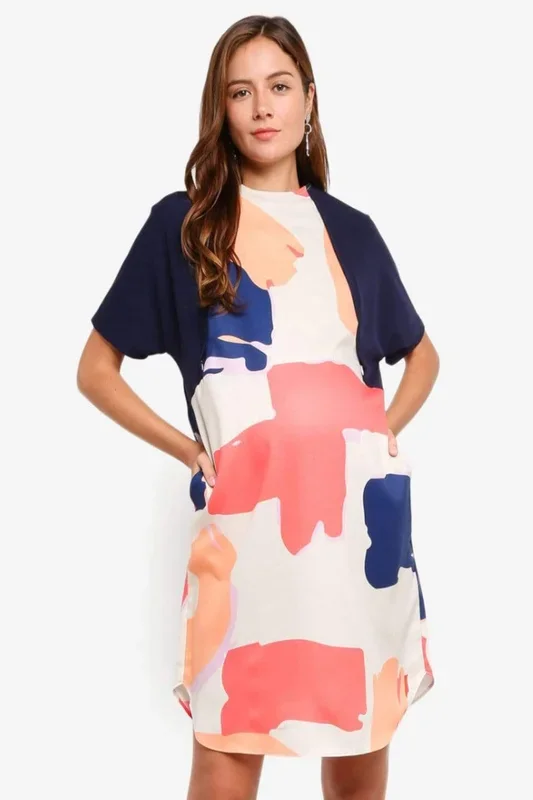 Deborah Short Sleeve Maternity Dress Cantaloupe Print