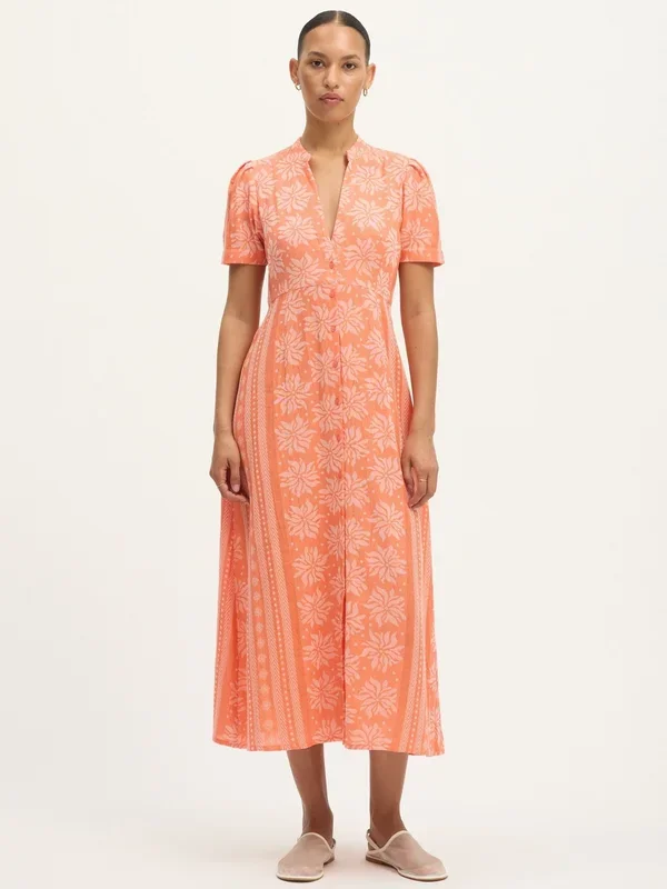 Deborah Waffle Midi Dress in Camelia