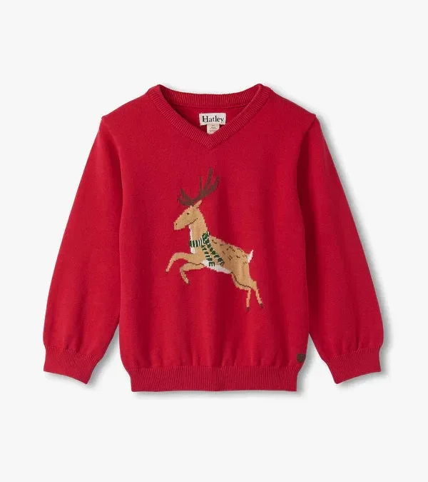 Deer V-neck Sweater