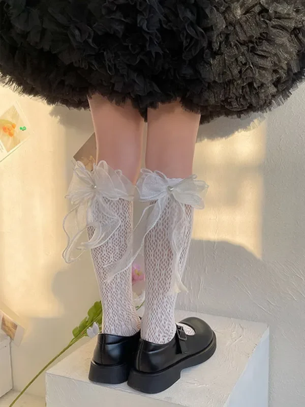 Delicate Darling Lace Bow Knee High Socks