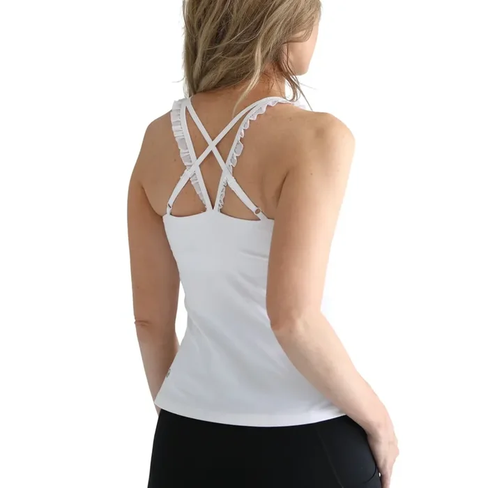 Delphine – Ruffle Nursing Sports Tank Bra (blanc)