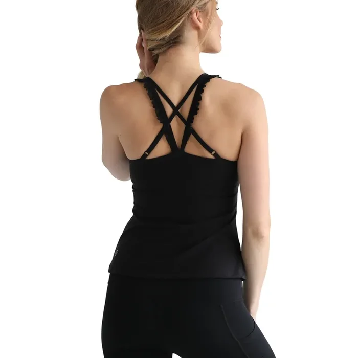 Delphine – Ruffle Nursing Sports Tank Bra (noir)