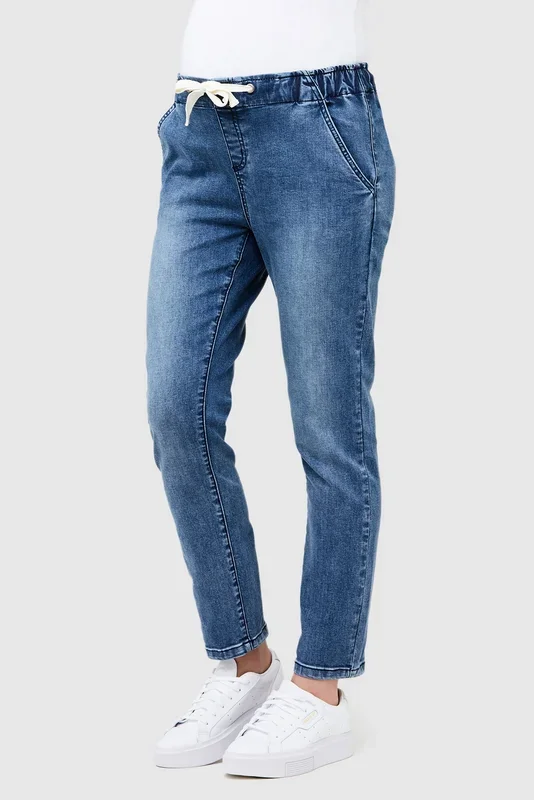 Denim Umstandsjogger mit Tunnelzug medium wash