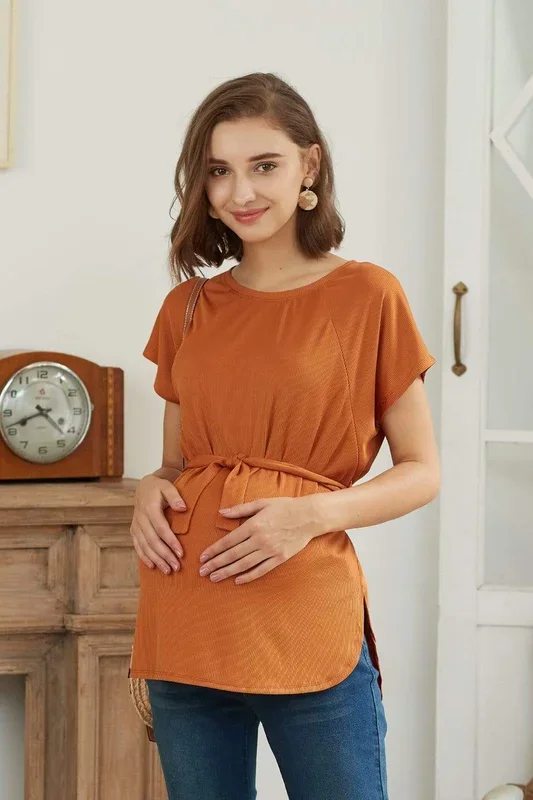 Derika Short Sleeve Nursing Top Marigold