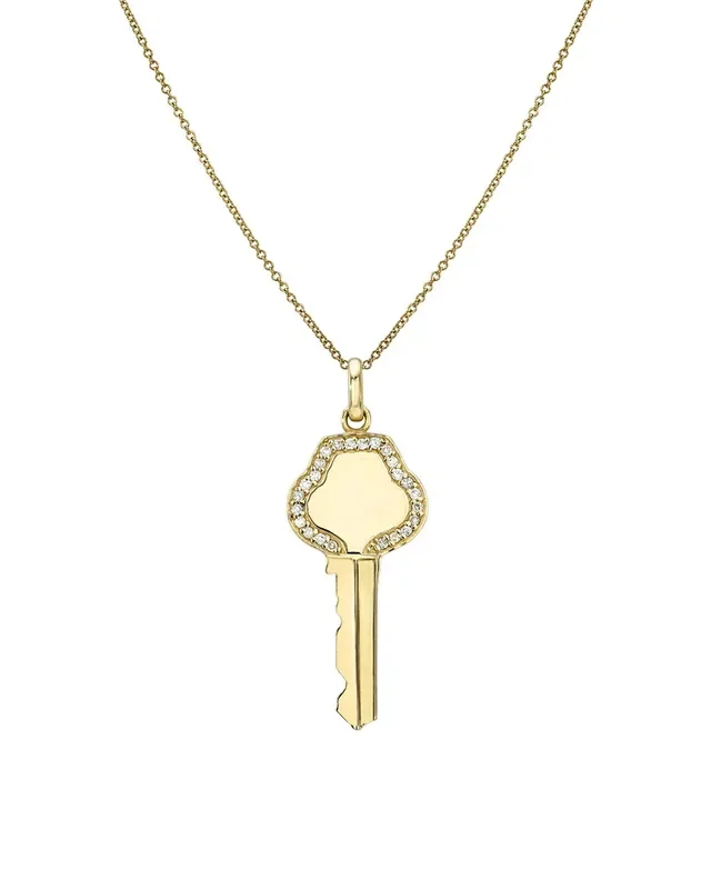 Diamond Framed Key Necklace