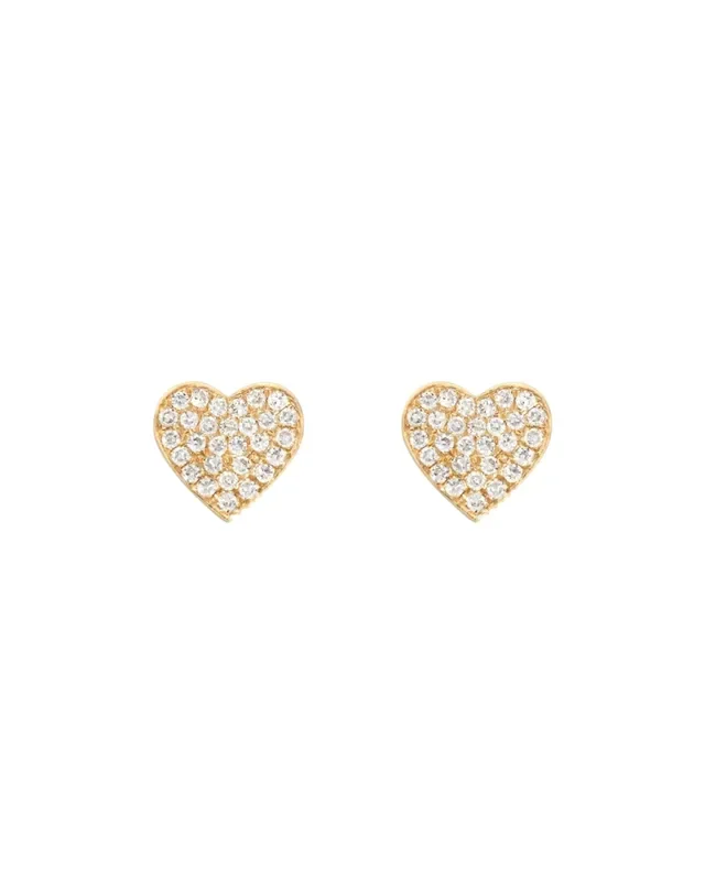 Diamond Heart Stud Earrings