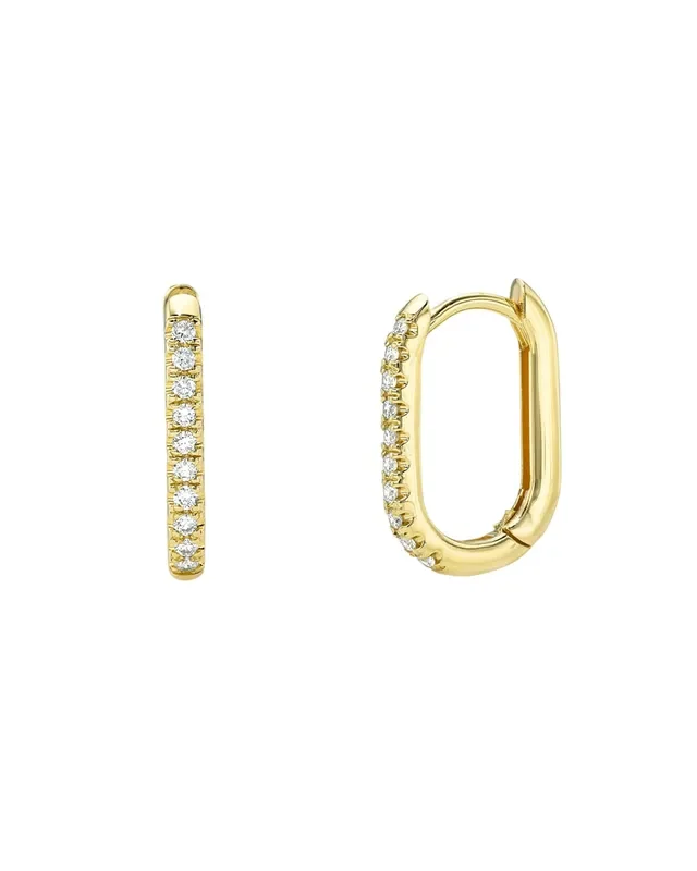 Diamond Oval Hoop Earrings